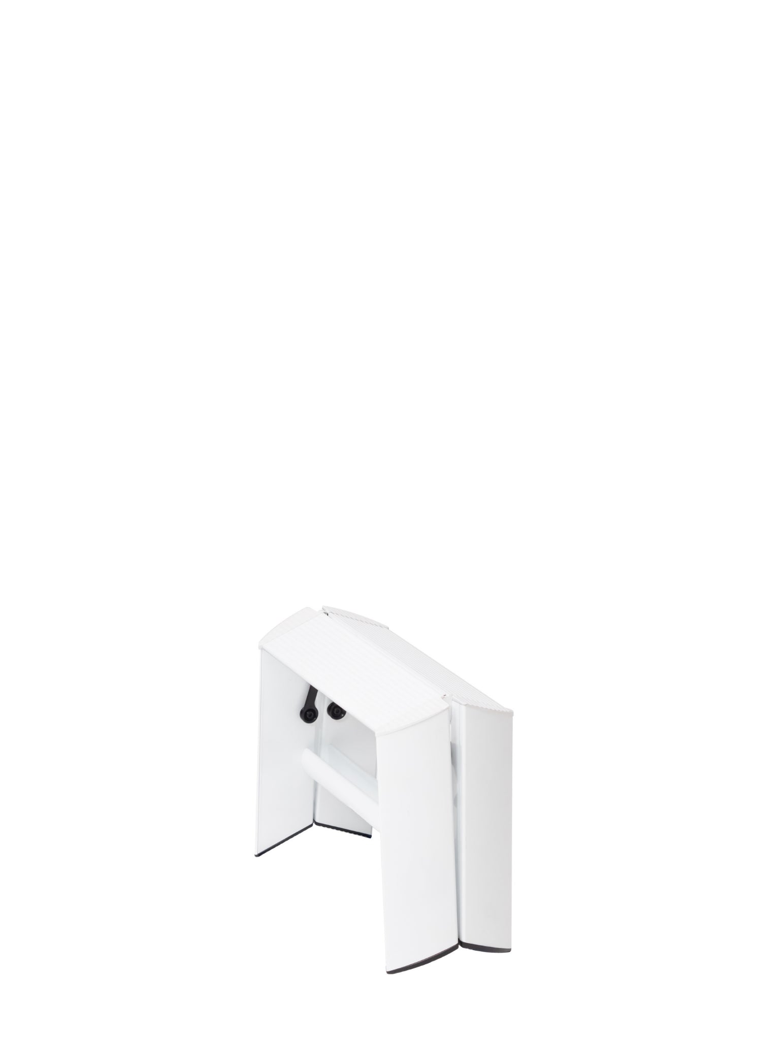 zijaanzicht compacte witte opstapladder met één trede