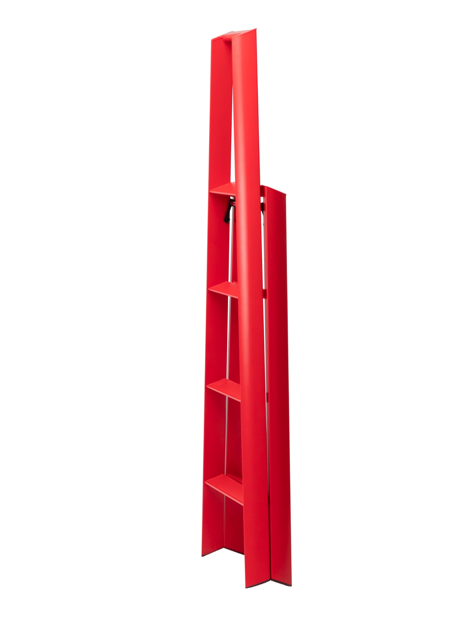 Zijaanzicht rode Lucano 4-step designladder